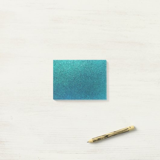Imitate Aqua Aquamarin Türkis Blauer Glitzer Hinte Post-it Klebezettel (Auf Schreibtisch)