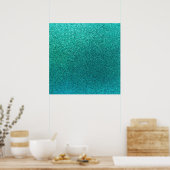 Imitate Aqua Aquamarin Türkis Blauer Glitzer Hinte Poster (Küche)
