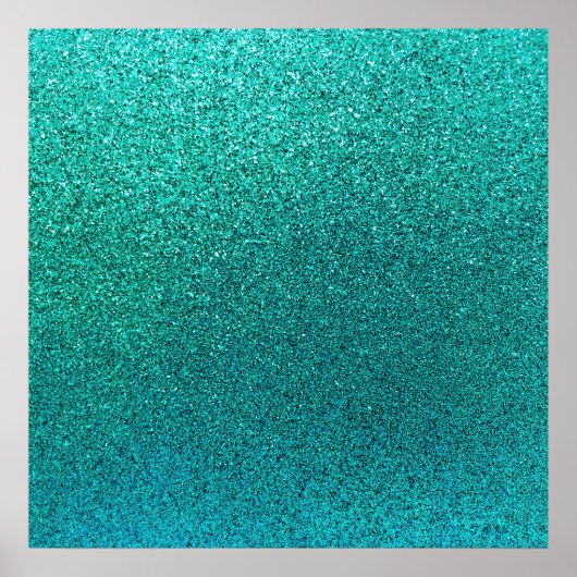 Imitate Aqua Aquamarin Türkis Blauer Glitzer Hinte Poster (Vorne)