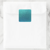 Imitate Aqua Aquamarin Türkis Blauer Glitzer Hinte Quadratischer Aufkleber (Tasche)