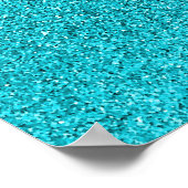 Imitate Aquamarin Blue Glitzer Hintergrund Sparkle Poster (Ecke)