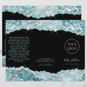 Imitate aquamarin Glitzer Broschüre (Vorne/Hinten)