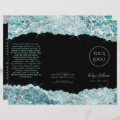 Imitate aquamarin Glitzer Broschüre (Vorne/Hinten)