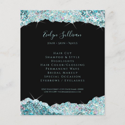 Imitate aquamarin Glitzer Flyer (Vorne)