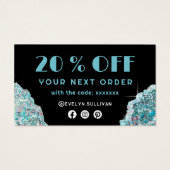 Imitate aquamarin Glitzer-Nachfolge Discount-Karte (Rückseite)