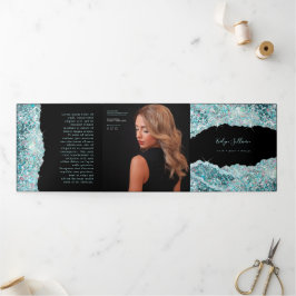 Imitate aquamarin Glitzer Trifold Broschüre