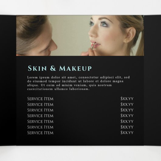 Imitate aquamarin Glitzer Trifold Broschüre (Innenseite Mitte)