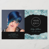 Imitate aquamarin Glitzer Zweifach-Broschüre (Vorderseite)