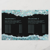 Imitate aquamarin Glitzer Zweifach-Broschüre (Rückseite)