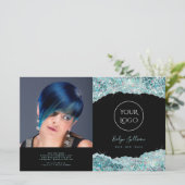 Imitate aquamarin Glitzer Zweifach-Broschüre (Stehend Vorderseite)