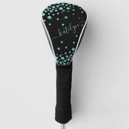 Imitate Aquamarin Kristall Diamonds Personalisiert Golf Headcover
