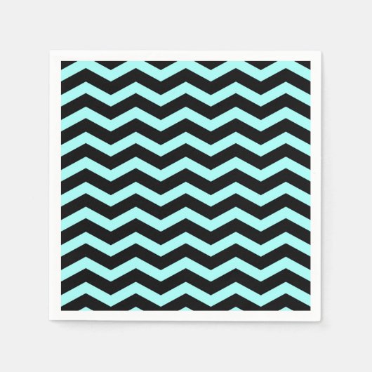 Imitate Aquamarin "Light Blue" Schwarzer Foil Zick Serviette (Vorderseite)
