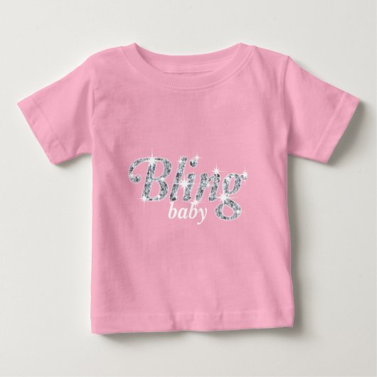 Imitate auf pastellrosa "Bling baby"-Design Baby T-shirt (Vorderseite)