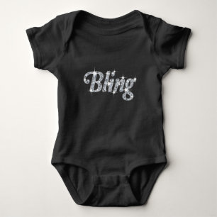 Imitate auf schwarzem Bling Design Bib Baby Strampler