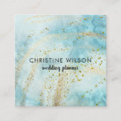 Imitate aus blauem Marmor Glitzer Quadratische Visitenkarte (Vorderseite)