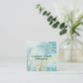 Imitate aus blauem Marmor Glitzer Quadratische Visitenkarte (Stehend Vorderseite)