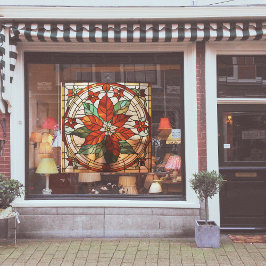 Imitate aus festem Glas Poinsettia Groß Fensteraufkleber