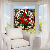 Imitate aus festem Glas Poinsettia Groß Fensteraufkleber