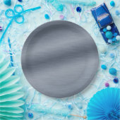 Imitate aus gebürstetem Stahl Eleganter Hintergrun Pappteller (Party)