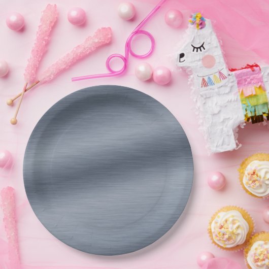 Imitate aus gebürstetem Stahl Eleganter Hintergrun Pappteller (Party)