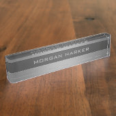 Imitate aus gebürstetem Stahl, hellgrau Namensplakette (Seite)