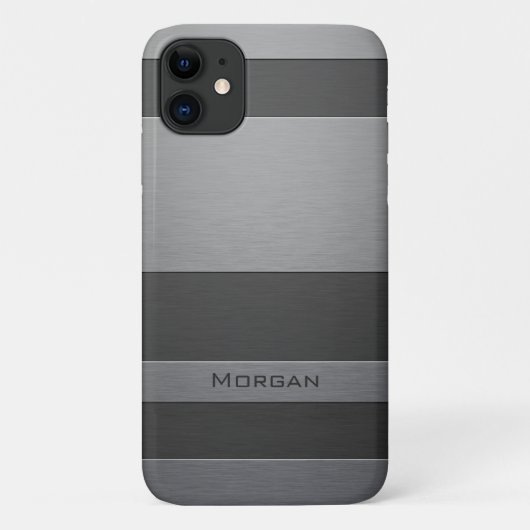 Imitate aus gebürstetem Stahl - Name hinzufügen Case-Mate iPhone Hülle (Rückseite)