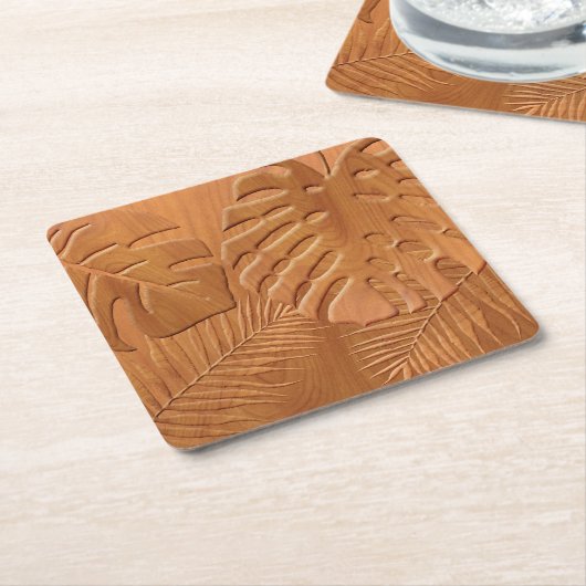 Imitate aus gegossenen Holzblättern Rechteckiger Pappuntersetzer (angewinkelt)