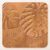Imitate aus gegossenen Holzblättern Rechteckiger Pappuntersetzer (Vorderseite)