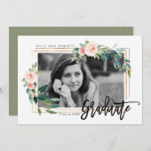 Imitate aus Grünholz, Goldblüte Foto Abschluss Dankeskarte (Vorne/Hinten)