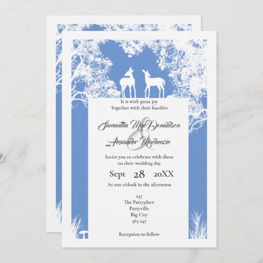 Imitate aus Holz schneiden blaue Hochzeit Einladung (Vorne/Hinten)