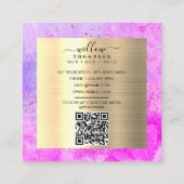 Imitate aus Lila Marmor mit Aquarellfarbe Gold Gli Quadratische Visitenkarte (Rückseite)