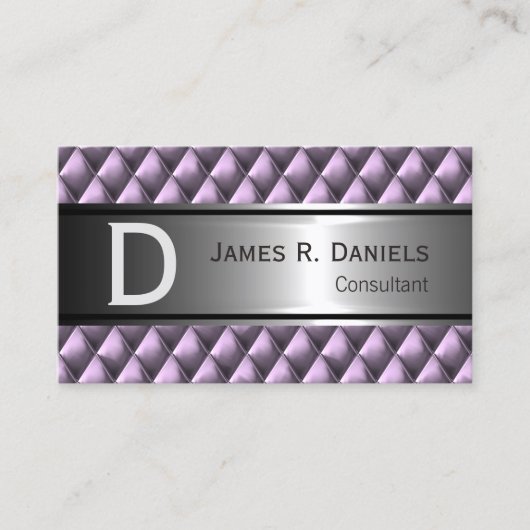 Imitate aus Lila Metall Diamantquadrat Muster Visitenkarte (Vorderseite)