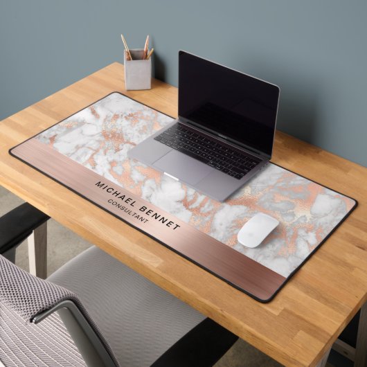 Imitate aus Marmor Rose Gold Metallic Business Schreibtischunterlage (Büro 2)