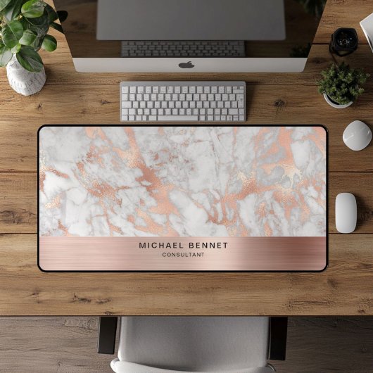 Imitate aus Marmor Rose Gold Metallic Business Schreibtischunterlage