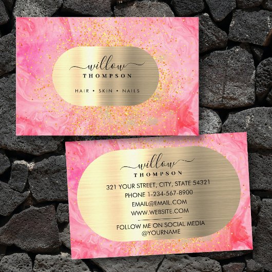 Imitate aus Marmor und Rosa Aquarell Gold Glitzer Visitenkarte