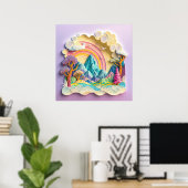 Imitate aus Regenbogen schneiden Papier Poster (Heimbüro)