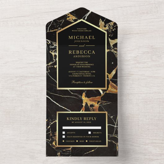 Imitate aus schwarzem Marmor All In One Einladung (Innen Boden)