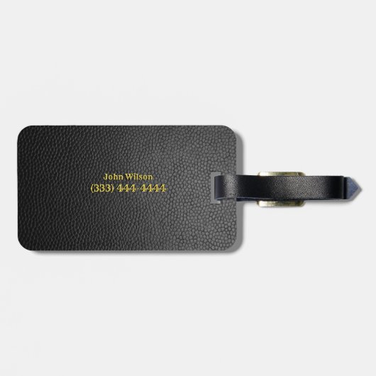 Imitate aus schwarzem Pebblendleder in Monogramm Gepäckanhänger (Rückseite horizontal)