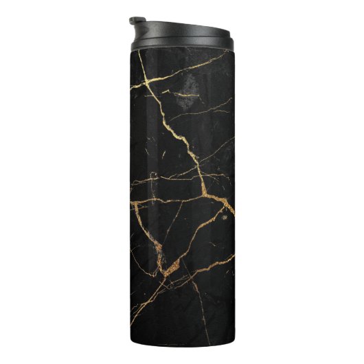 Imitate aus schwarzem und goldfarbenem Marmor Thermosbecher (Nach rechts gedreht)