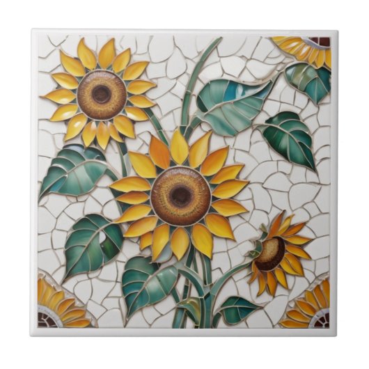 Imitate aus Sonnenblumen Mosaik Fliese (Vorderseite)