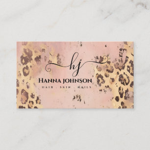 Imitate aus Tiermustern - Gold Gitter Monogram Visitenkarte