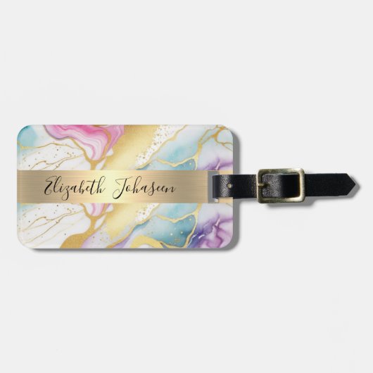 Imitate aus Wasserfarben, Marmor, Goldfolie Gepäckanhänger (Vorderseite horizontal)