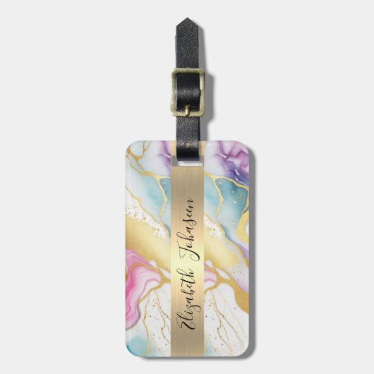 Imitate aus Wasserfarben, Marmor, Goldfolie Gepäckanhänger (Vorderseite vertikal)