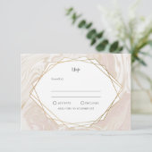 Imitate aus weißem Marmor, geometrische Rahmen, UA RSVP Karte (Stehend Vorderseite)