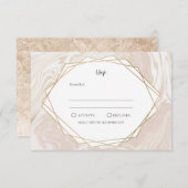 Imitate aus weißem Marmor, geometrische Rahmen, UA RSVP Karte (Vorne/Hinten)