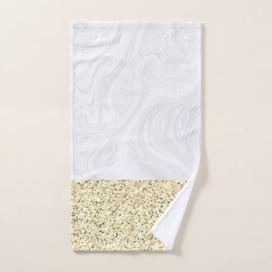 Imitate aus weißem Marmor Gold Glitzer Badhandtuch Set (Handtuch)