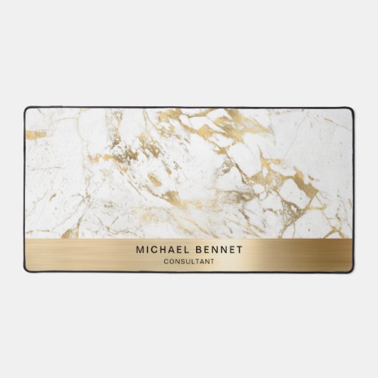 Imitate aus weißem Marmor Gold Metallgeschäft Schreibtischunterlage (Vorderseite)