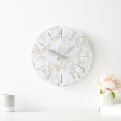 Imitate aus weißem Marmor, Goldfolie Große Wanduhr (Zuhause)
