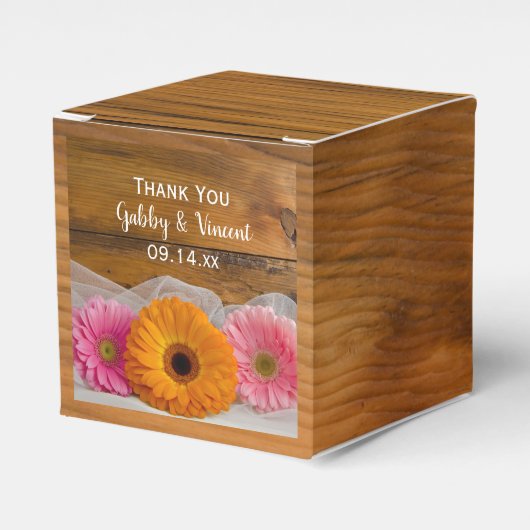 Imitate Barn Wood Daisy Trio Barn Wedding Geschenkschachtel (Vorderseite)