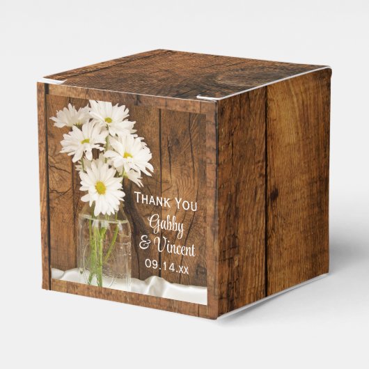 Imitate Barn Wood Mason Jar und White Daisies Hoch Geschenkschachtel (Vorderseite)